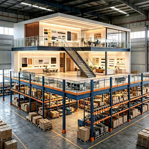 Blue Steel Mezzanine Rack 5 Layer <b>Adjustable</b> Main Sub Structure Painted Surface Warehouse Storage <b>Shelf</b> with Pallet Support Bar - Product Image 1