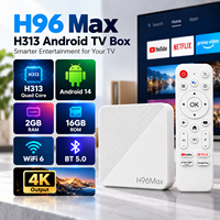 Nouvelle Arrivée 2025 H96 MAX TV BOX Quad Core Allwinner H313 4K 2Go RAM 16Go ROM Double Wifi Android Boîtier Décodeur H96MAX
