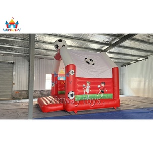 Maison de rebond gonflable à thème de football avec drapeau danois rouge blanc de qualité commerciale avec ventilateur et kit de réparation - Product Image 4