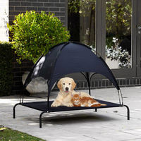 Lit de voyage surélevé pour chien d'extérieur avec auvent amovible, portable, rafraîchissant, en fer massif de haute qualité, pour camping et plage