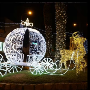 Grand cerf renne géant LED imperméable pour extérieur avec traîneau pour décoration de Noël - Product Image 1