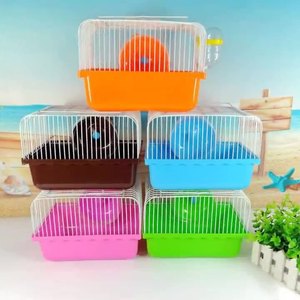 Cage à hamster portable en gros avec poignée, petit habitat de jardin pour hamster syrien, base respirante en fil métallique et plastique - Product Image 2