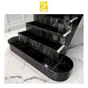 BOTON STONE Vente en gros de <span class=keywords><strong>marches</strong></span> d'<span class=keywords><strong>escalier</strong></span> courbes en pierre naturelle moderne, main courante en marbre noir, carreaux d'<span class=keywords><strong>escalier</strong></span> - Product Image 6