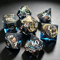 Vente en gros : Dés polyédriques en résine DND style Punk, faits à la main, sans bulles, lot de 7 pièces pour RPG, TTRPG, jeu de rôle, cadeau