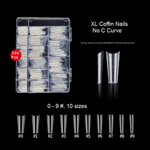 Pointes d'ongles HQ Mixed Proc Discount, 500 pièces, transparentes, droites, sans courbe en C, demi-couverture, pointes d'ongles coniques, pointes d'ongles magnifiques - Product Image 3