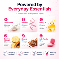 Complément alimentaire pour chiens Advanced Dog Daily Essentials 10-en-1, poudre multivitaminée, enzymes digestives, probiotiques, soin des articulations, santé canine, 360g