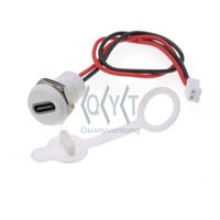 Kabel Perakitan Konektor USB Tipe C Female Panel Mount Berulir Khusus Soket Pengisian Daya USB C