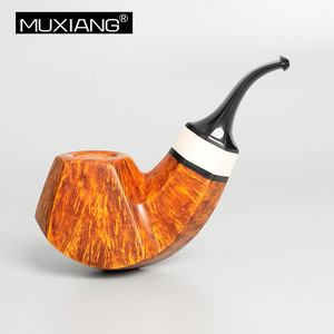 Muxiang Bent Tobacco Pipe Handmade Wooden Smoking Pipe Large Size For Men - Product Image 1
