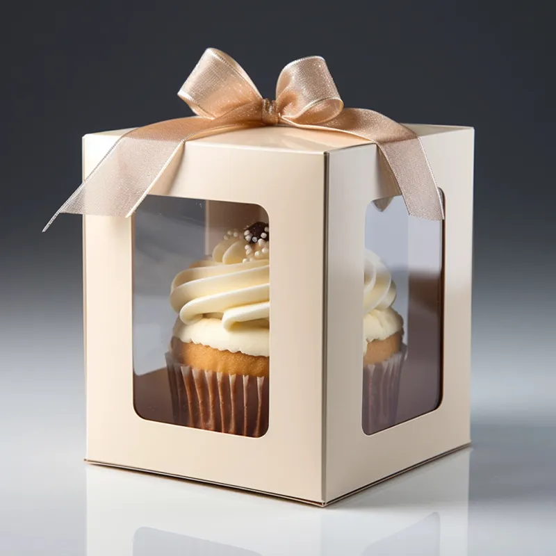 Toptan özel şeffaf 10*10*6 özel lüks kağıt bardak kek kutusu ambalaj lale şeffaf kek hediye ambalaj kutusu