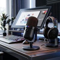 Microphone à condensateur USB professionnel M12 avec éclairage RGB, fonction de sourdine à une touche, micro de jeu pour streaming, podcast, enregistrement en studio