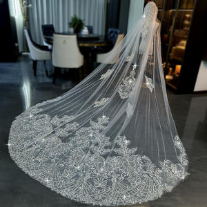 कारखाने कस्टम लक्जरी लंबे क्रिस्टल ब्राइडल घूंघट दुल्हन के लिए उच्च गुणवत्ता वाली शादी का घूंघट - Product Image 6