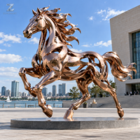 Sculpture de cheval en acier inoxydable pour extérieur, finition miroir, statue animale personnalisée, art métallique durable pour hôtel, place publique, cour, jardin