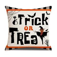 Halloween Scaredy Chats Citrouilles Squelettes Coussin Couvre Taie D'oreiller Carré Housses De Coussin pour Canapé Lit Canapé