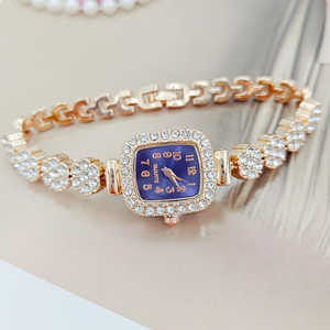 Reloj de pulsera de cuarzo con esfera cuadrada y diamantes de imitación para mujer, con correa de cristal, elegante reloj de regalo - Product Image 6