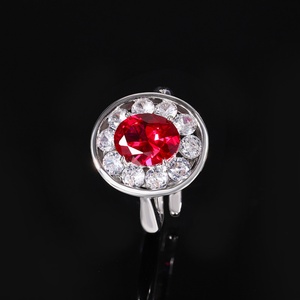 Fashion Eco-friendly Copper Oval 8*10/6*8mm Red Zircon Pendant Earrings <b>Ring</b> <b>Set</b> Premium Quality Jewelry <b>Set</b> Simple for <b>Women</b> - Product Image 5
