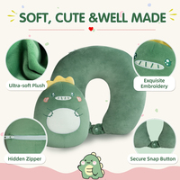 Oreiller de voyage en forme de dinosaure de haute qualité 2 en 1, écologique, avec micro-perles, en forme de U, pour enfants, comme cadeau