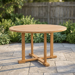 Modern Eco-Friendly Round Teak Solid Wood Outdoor Dining Table for Patio & Garden 4 Seater - Product Image 4