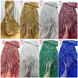 Abito <span class=keywords><strong>da</strong></span> <span class=keywords><strong>sposa</strong></span> africano in pizzo tessuto scuro con paillettes ricamate in pizzo accessori in Stock per abito <span class=keywords><strong>da</strong></span> donna - Product Image 2