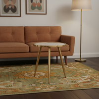 Table d'appoint en verre doré moderne de luxe avec impressions, petite table de canapé avec pieds en métal pour salon