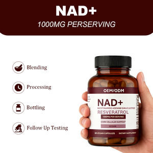 Suplemen NAD+ Resveratrol 1000mg Per Sajian Antioksidan Seluler Inti Pendukung Kecantikan Kapsul Vegan |   OEM/ODM 60 Suplemen - Product Image 4
