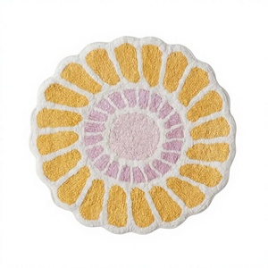 Tapis de bain en coton écologique tufté floral de luxe, antidérapant, le plus doux, attrayant, fabriqué à la machine, économique - Product Image 1