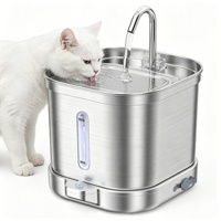 Fontaine à eau pour animaux de compagnie en acier inoxydable, intelligente, rechargeable, moderne, étanche IPX8, sans pompe, détachable, pour chatons, chats, extérieur