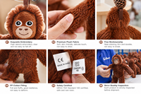 Vente en gros usine : Peluche singe à longs bras, marron, douce et duveteuse, petite, animal de la forêt, à suspendre
