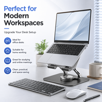 Soporte para Laptop de Aleación de Aluminio, Plegable con Doble Bisagra, Estándar CE RoHS, para Trabajo Remoto y Dispositivos de Tableta