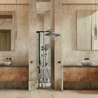Système de douche pluie mural Wayon Classic en cuivre gris bronze, 1 poignée, mitigeur en céramique, étagère, douchette bidet, idéal appartement