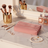 Pochette en velours rose écologique personnalisable avec logo pour colliers, bagues, lunettes et bracelets