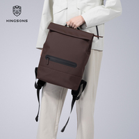 Tas Ransel Bisnis Kingsons Roll Top 13.5L 600D Poliester PU Tahan Air Cocok untuk Notebook 14 Inci Tas Harian untuk Perjalanan