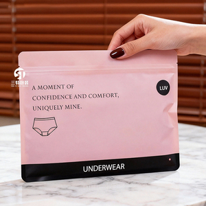 Custom Kraft Paper Bra Packaging Bags | 3 Side Seal Slider Zipper Bags for <b>Garments</b> <b>Accessories</b> - Product Image 2