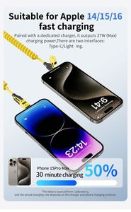 TPE Jacketed Spiral Spring Charger Cable 4 in 1 Smart Data Type-C Android Mobile 1.5M Smart Phone Cables - Product Image 4