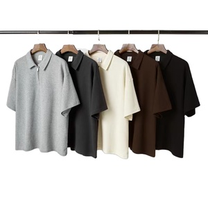2022 New Design Mens Heavy Knit Waffle Fabric 260gsm Casual <strong>Tops</strong> Solid Plain Oversized Thermal t Shirts - Product Image 1