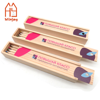 Ensemble de crayons de couleur imprimés sur mesure avec boîte en bois, crayons de couleur en bois naturel 12 couleurs avec taille-crayon