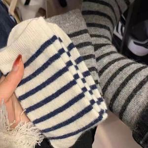 Couple/meilleur ami laine mélangée épais équipage rayé absorbant la sueur chaussettes femmes automne hiver Style coréen polyvalent Ins à la mode - Product Image 5