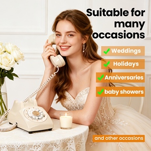Livre d'or audio Téléphone antique au design rotatif rétro Années 60 Enregistrement 32 Go USB Rechargeable Indicateur LED Message pour mariage et fête - Product Image 5