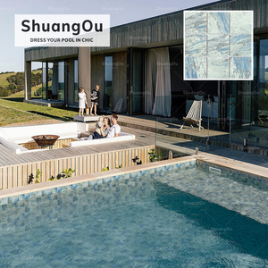 Commercio all'ingrosso 300x300 mattonelle di mosaico di colore blu mare Hotel Spa bagno doccia a parete vetrata in porcellana piastrelle per piscina - Product Image 3