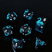 Fantasy-Drachenmuster Metall-DnD-Würfel 7-teilig Metall-Polyeder-Würfel für Dungeons and Dragons TTRPG Tabletop-Rollenspiele
