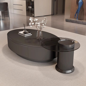 Moderno semplice Rock Slab girovita tavolino da caffè <span class=keywords><strong>di</strong></span> lusso Design ovale mobili per la casa per grandi salotti in metallo - Product Image 2