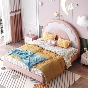 プリンセスベッドルーム レザー＆ピンクアニマル キュートベッド 子供部屋用 レザー収納付き子供用ベッド - Product Image 3