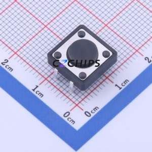 GT-TC152B-H043-L1 Tactile Switch Through hole-4P,12x12mm Switch Single Pole Single Throw Round Button 2.5N Through Hole - Product Image 1