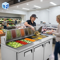 Table de préparation réfrigérée pour sandwichs et salades de 48/60/72 pouces, en acier inoxydable 304, pour buffet commercial, avec rail porte-bacs