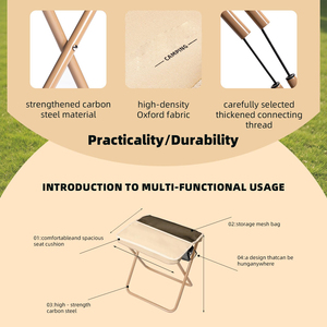 Chaise portable pliable de 16 pouces de hauteur, chaise de camping avec 3 poches de rangement pour la pêche, la randonnée, tabouret de voyage léger - Product Image 6