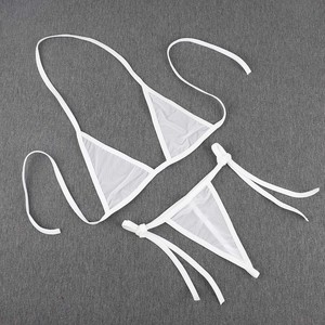 Nouvel ensemble de lingerie classique transfrontalier trois pièces avec bretelles en résille, soutien-gorge et culotte sexy à nouer. - Product Image 2