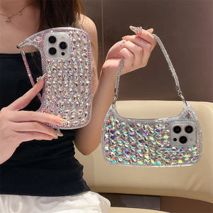 เคสโทรศัพท์รูปทรงกระเป๋าถือประดับเพชรเต็มตัว ดีไซน์หรูหรา สำหรับ iPhone 17 Pro Max 16 15 14 สำหรับผู้หญิง - Product Image 5