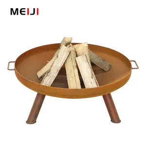 MEIJI prodotti più venduti Color arrugginito 60 CM griglia treppiede da esterno in acciaio con due maniglie carbone barbecue da campeggio griglie