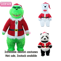 Costume gonflable en coton pour adulte unisexe, mascotte ours polaire en peluche avec cravate rouge, pour Halloween, cosplay de dessin animé, Panda Porte-bonheur