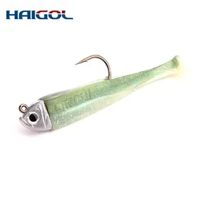 Hand Made 5" Shad Soft Bait Rigged With 45g Twisted Jig Head for Bass Fishing