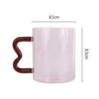 Tasse à café en verre borosilicate coloré en gros, tasse à boisson chaude ou froide, vaisselle de cuisine, tasse transparente avec poignée incurvée
